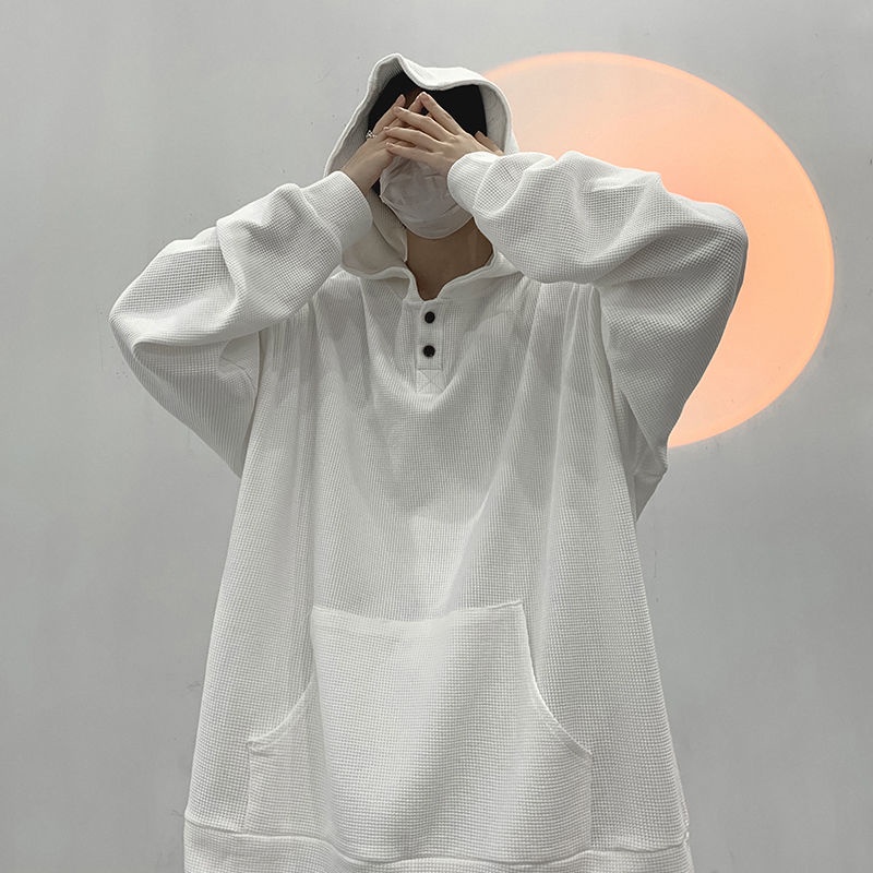 Áo Khoác Hoodie Mùa Đông Dáng Rộng Cỡ Lớn Màu Sắc Đơn Giản Phong Cách Retro Mỹ Cho Nam Giới