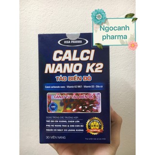 Viên uống calci nano K2 Tảo biển đỏ bổ sung canxi chống còi xương loãng xương (lọ 30v)