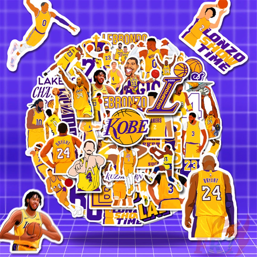 ❉ Miếng Dán Hình Los Angeles Lakers - NBA Teams Series 02 ❉ Bộ 50 Miếng Dán Chống Thấm Nước Hình Bóng Rổ Thời Trang