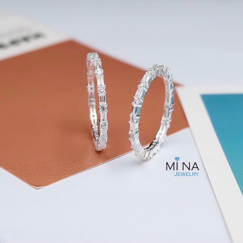 Nhẫn bạc nữ đính đá đơn giản xinh xắn - Cam kết chuẩn bạc 073
