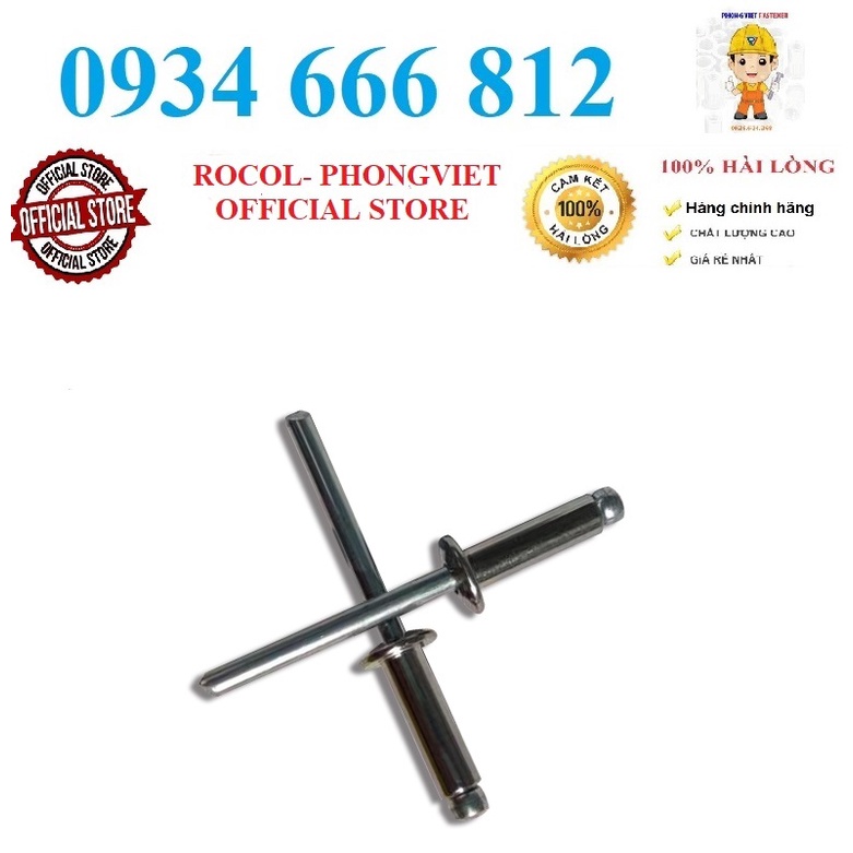 50c Đinh rút rive inox304 toàn phần 4.0x10, 4.0x12, 4.0x16