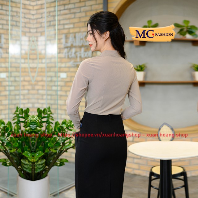 Áo Sơ Mi Nữ Công Sở Đẹp Mc Fashion, Dài Tay, Kẻ Sọc Caro, Màu Trắng, Xanh, Hồng, Đỏ, Cam, Nâu Brown, Chất Vải Mát A682