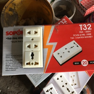 Ổ điện 3 lỗ sopoka T32