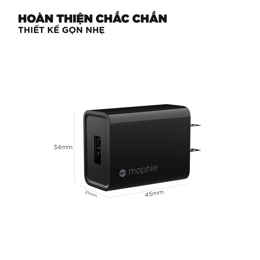 [Mã SKAMCLU9 giảm 10% đơn 100K] Sạc MOPHIE 10W USB-A sạc nhanh cho iPhone/iPad