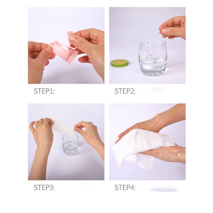 Combo 10 khăn giấy nén dạng viên kẹo tiện lợi khi đưa bé đi chơi, du lịch KGN002