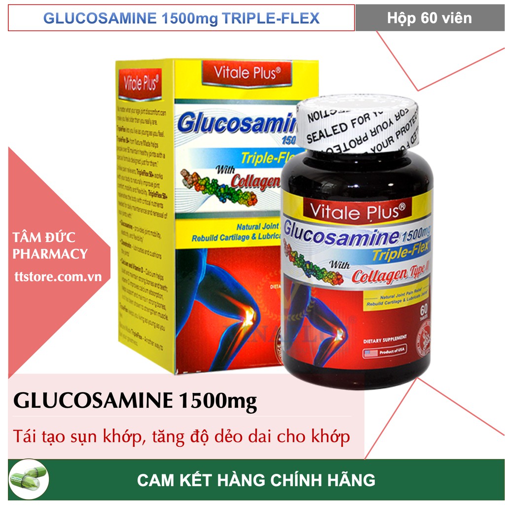 GLUCOSAMINE 1500MG TRIPLE FLEX [Hộp 60 viên] - Tăng sức dẻo dai sụn khớp, giảm đau xương khớp [glucosamin]