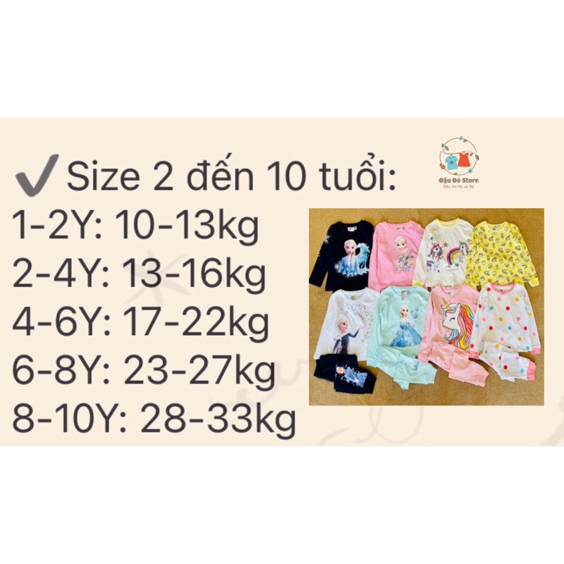 Bộ dài tay bé gái xuất dư xịn cotton in hình elsa pony size 10-33kg - Bộ thu đông bé gái