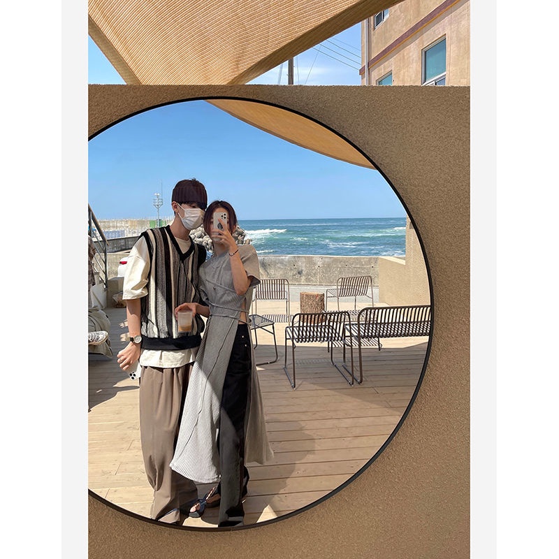 Áo nữ cổ tròn tay ngắn dáng dài thời trang hè Hàn Quốc