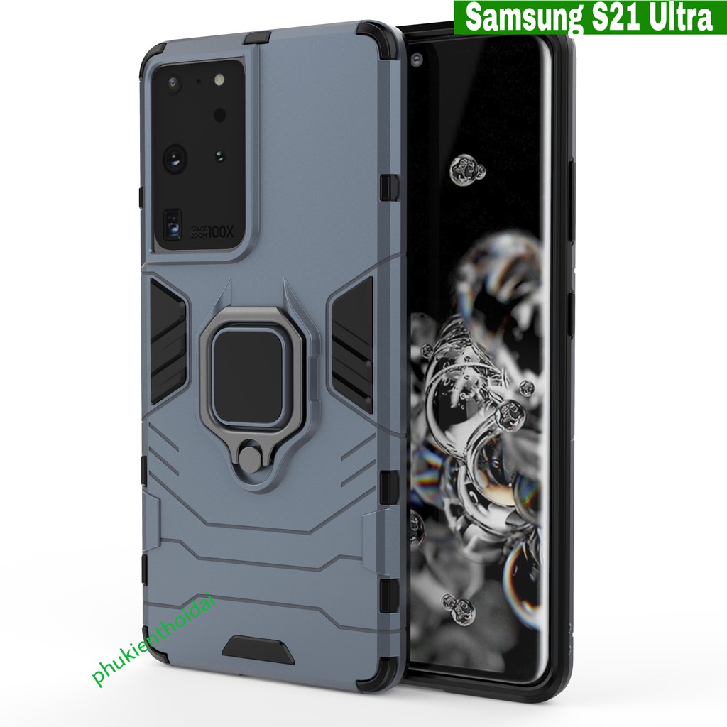Ốp lưng Samsung S21 Ultra / S21 FE chống sốc Iron Man Iring cao cấp giá đỡ mặt lưng xem phim