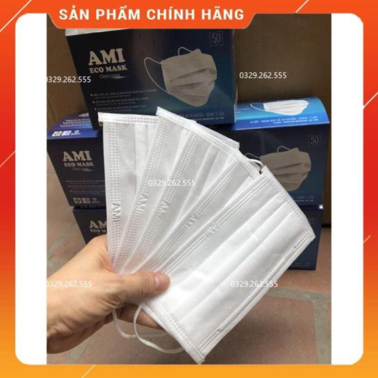 (Màu trắng) Hộp khẩu trang Ami màu trắng 4 lớp 50 cái