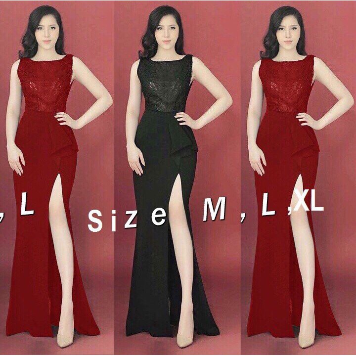 Đầm dạ hội cao cấp xẻ tà quý phái 3SIZE DM2415