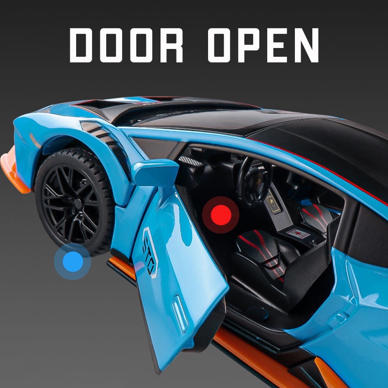 Mô Hình Xe Hơi Lamborghini Huracan STO Bằng Hợp Kim Tỉ Lệ 1: 24 Có Đèn Và Nhạc Độc Đáo