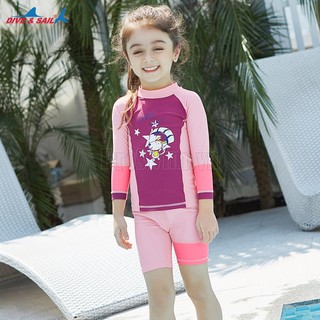 Bộ Bơi Bé Gái Rời Dài Tay DS32 Chống Nắng Chống UV Giữ Nhiệt Nhẹ