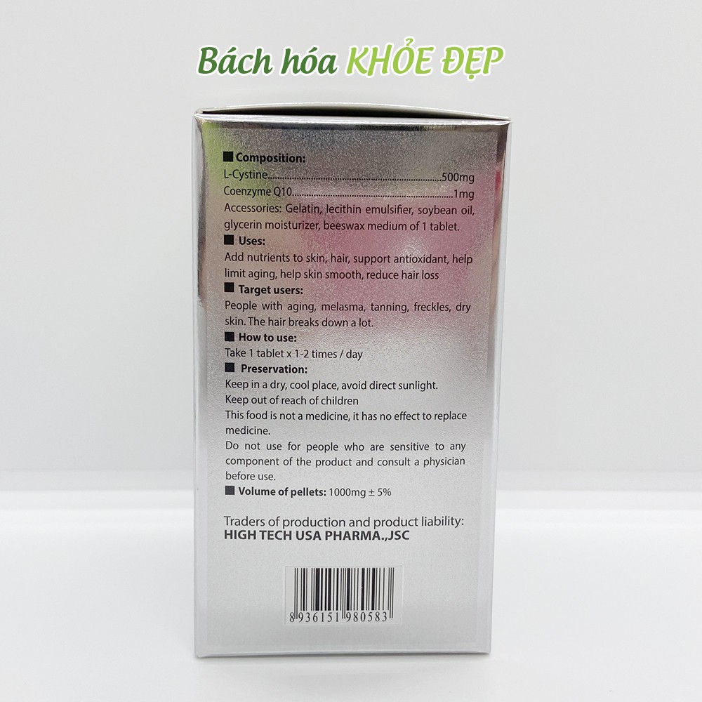 Viên uống L-Cystine with Coenzym Q10 giúp đẹp da, khỏe tóc - Hộp 60 viên | BigBuy360 - bigbuy360.vn