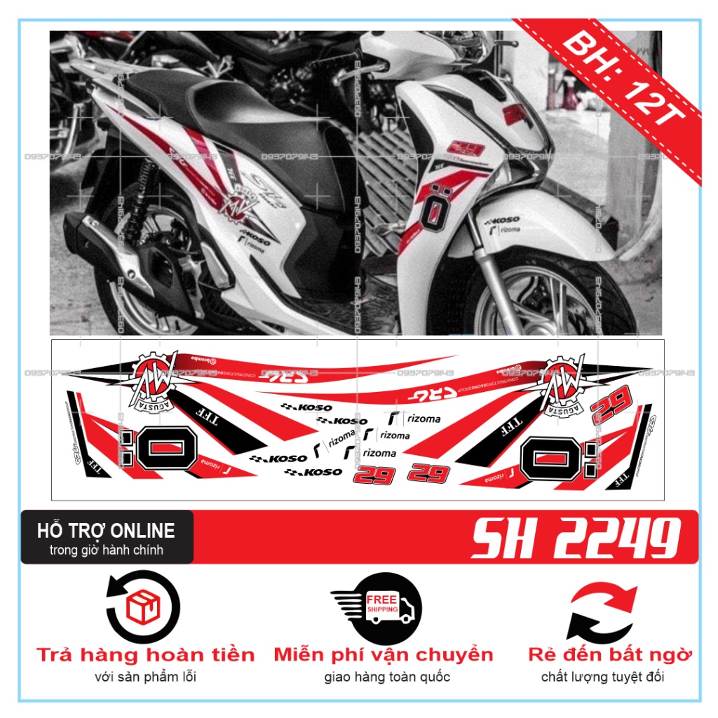 TEM XE SH 2019 OHLINS TRẮNG ĐỎ -- SHIN DECAL 2