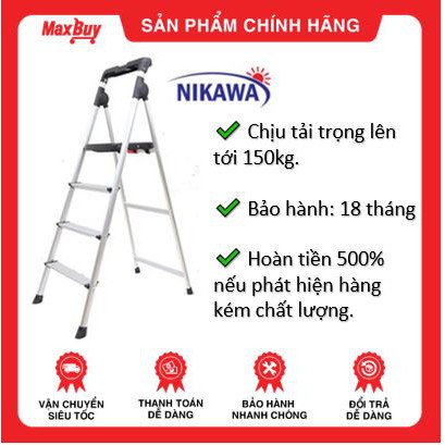 Thang Nhôm Ghế/ thang gia đình 4 Bậc Nikawa NKP-04 cam kết chính hãng, bảo hành 18 tháng