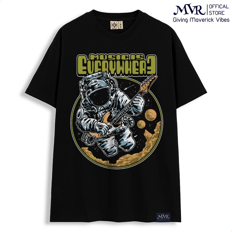 Áo thun nam phông nữ tay lỡ âm nhạc ở khắp mọi nơi vũ trụ MVR size rộng tee Mỹ BB4287