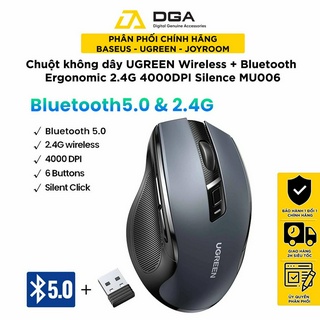 Chuột không dây UGREEN Ergonomic Wireless Bluetooth Mouse 2.4G 4000DPI Silence Design MU006