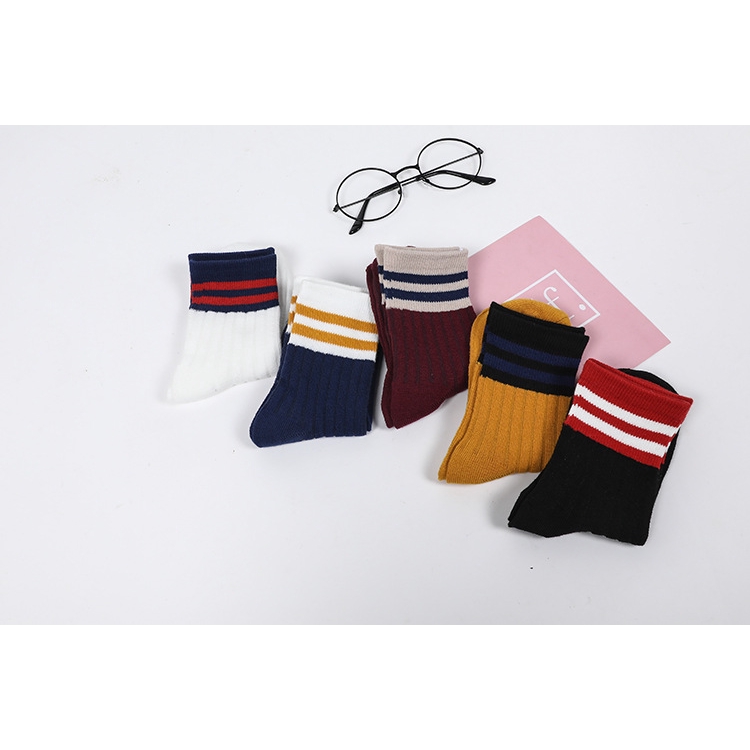 1 Đôi Tất Cotton Kẻ Sọc Thời Trang Xuân Thu Cho Bé