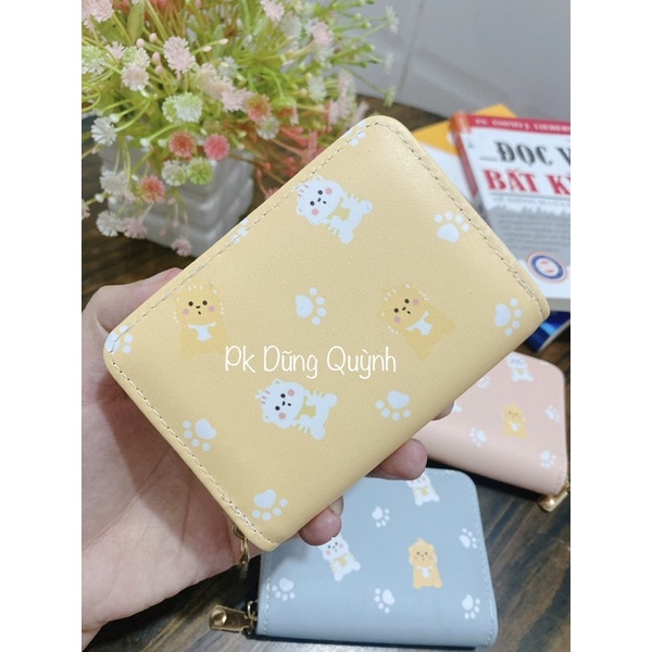 Ví Da Mini Cầm Tay Mèo Con Có Khóa Kéo 10 Ngăn In Hình mèo Dễ Thương ví Nữ Da PU Hoạt Hình Dễ