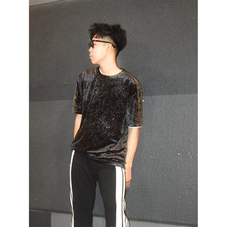 Áo thun nhung nam nữ unisex Ánh kim tuyến In Black - Giá sỉ Unisex