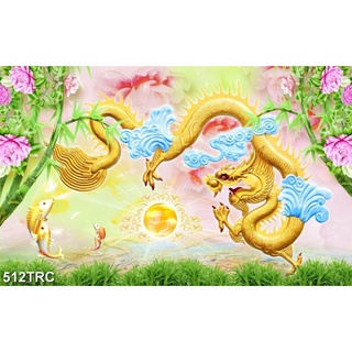 TRANH DÁN TƯỜNG 3D CON RỒNG - TRANH CÁ CHÉP HÓA RỒNG