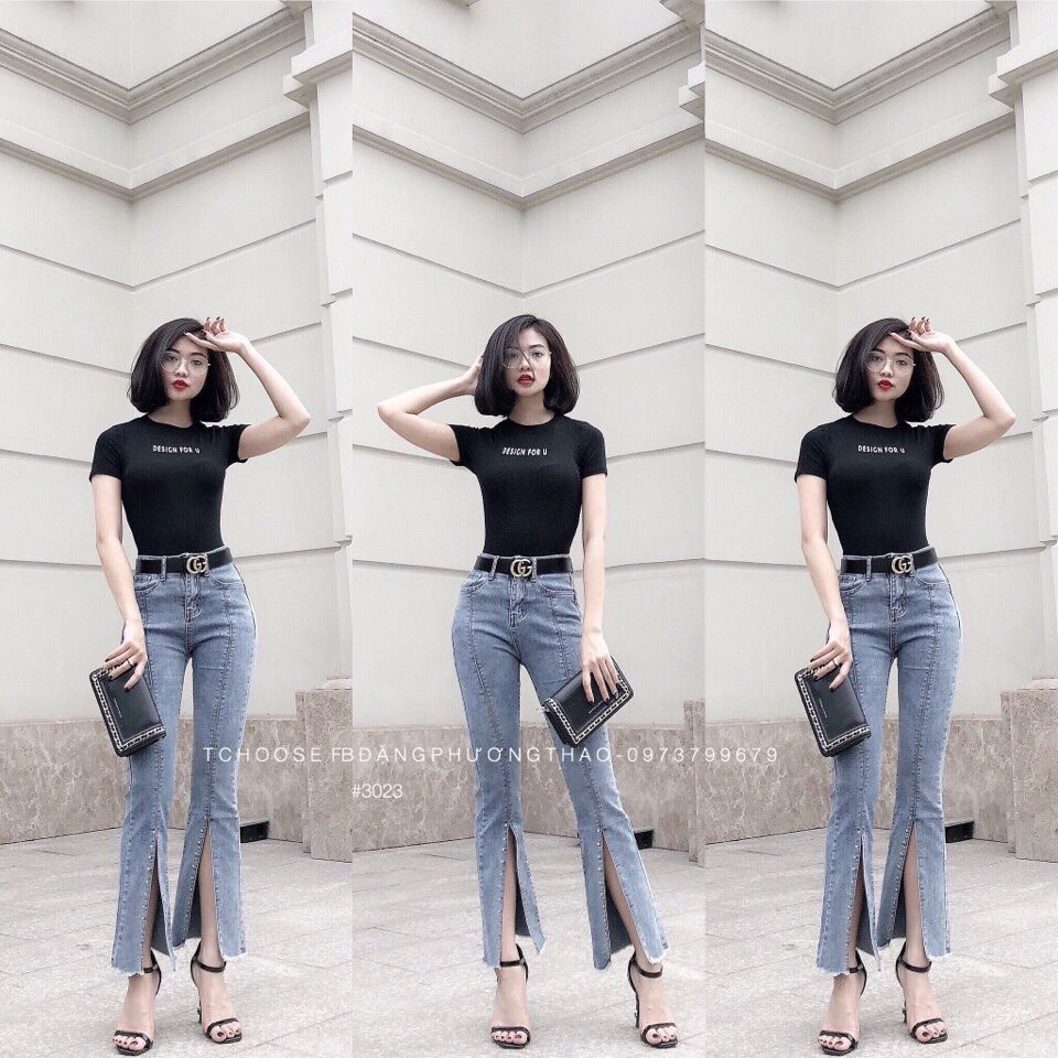 [Mã WASTMAY giảm 15% tối đa 30K đơn 150K] quần jean nữ lưng cao ống loe - là hình thật 1196 | BigBuy360 - bigbuy360.vn