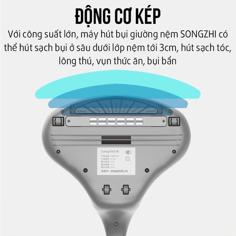 Máy hút bụi giường nệm Cầm Tay -máy hút bụi giường Diệt Khuẩn Tia Uv Lọc Bụi Mịn 2.5PM Công Suất 300W