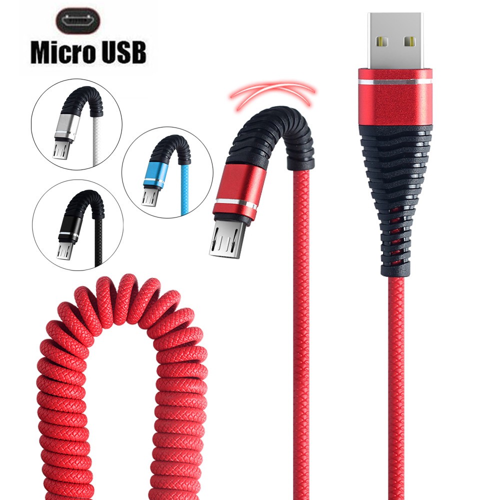 Micro USB  Spring Durable Cable Data Fast Charging A
