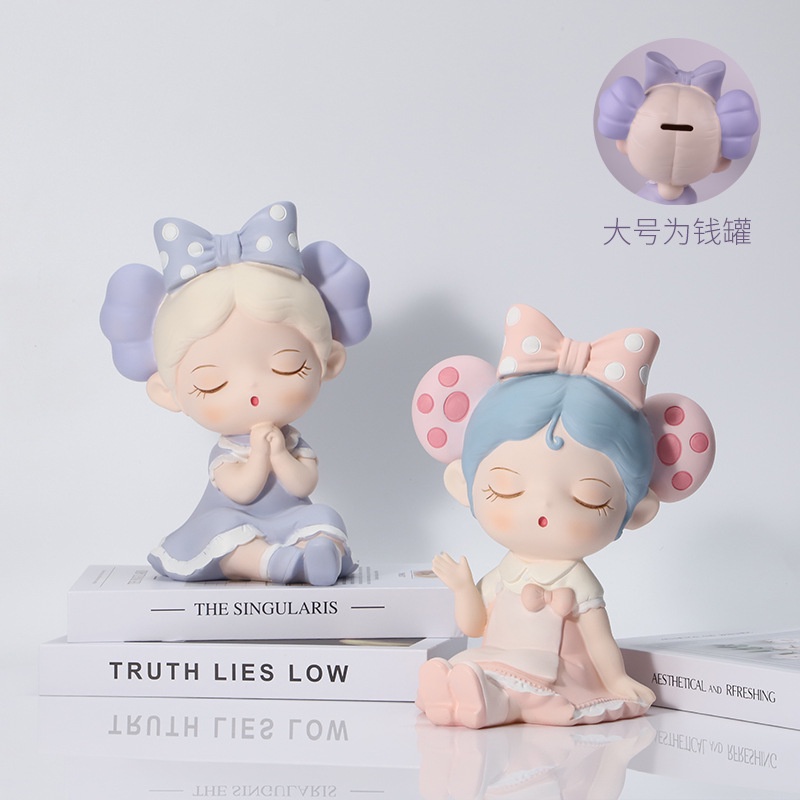 Đồ Trang Trí Hồ Cá Hình Cô Gái Đeo Nơ Trái Tim Bằng Nhựa resin Thủ Công Sáng Tạo Để Bàn Trang Trí Nội Thất