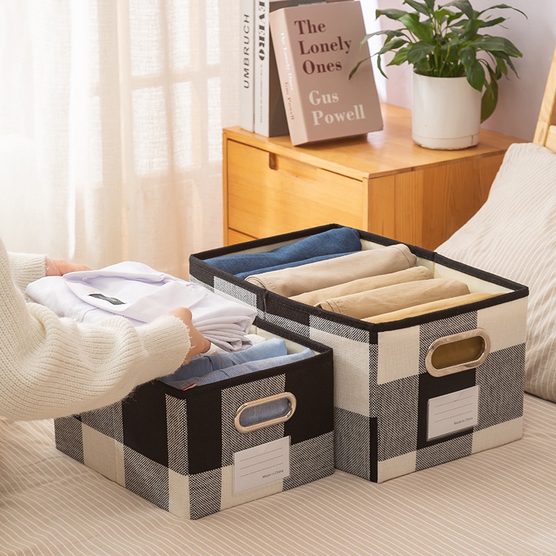 Hộp Đựng Quần Áo Bằng Vải Lanh Cotton Sức Chứa Lớn Có Thể Xếp Gọn Sắp Xếp Gọn Gàng Cho Nhà Ở Ốp