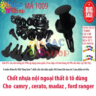 CHỐT NHỰA Ô TÔ, LỞ NHỰA Ô TÔ , VÍT NHỰA Ô TÔ, ỐC NHỰA , ỐC NHỰA NỘI, NGOẠI THẤT MÃ SỐ : 1009 BỘ 20 CÁI MÀU ĐEN