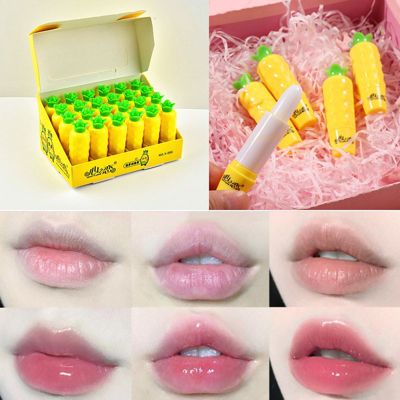 Son Dưỡng Môi Không Màu Tẩy Tế Bào Chết Thiết Kế Hình Quả Dứa Màu Vàng