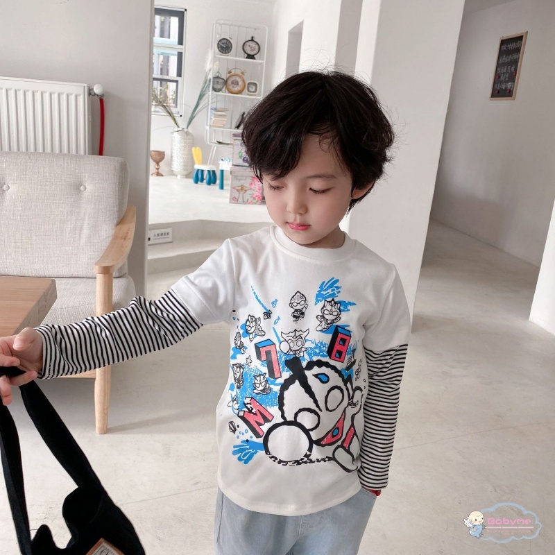 Áo Thun Tay Dài In Họa Tiết Hoạt Hình Dễ Thương Thoải Mái Thời Trang Cho Bé Trai Và Gái