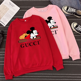 DISNEY Áo Sweater Cổ Tròn Tay Dài Dáng Rộng In Hình Chuột Mickey Thời Trang Cho Cặp Đôi Có 8 Màu Size S-3XL