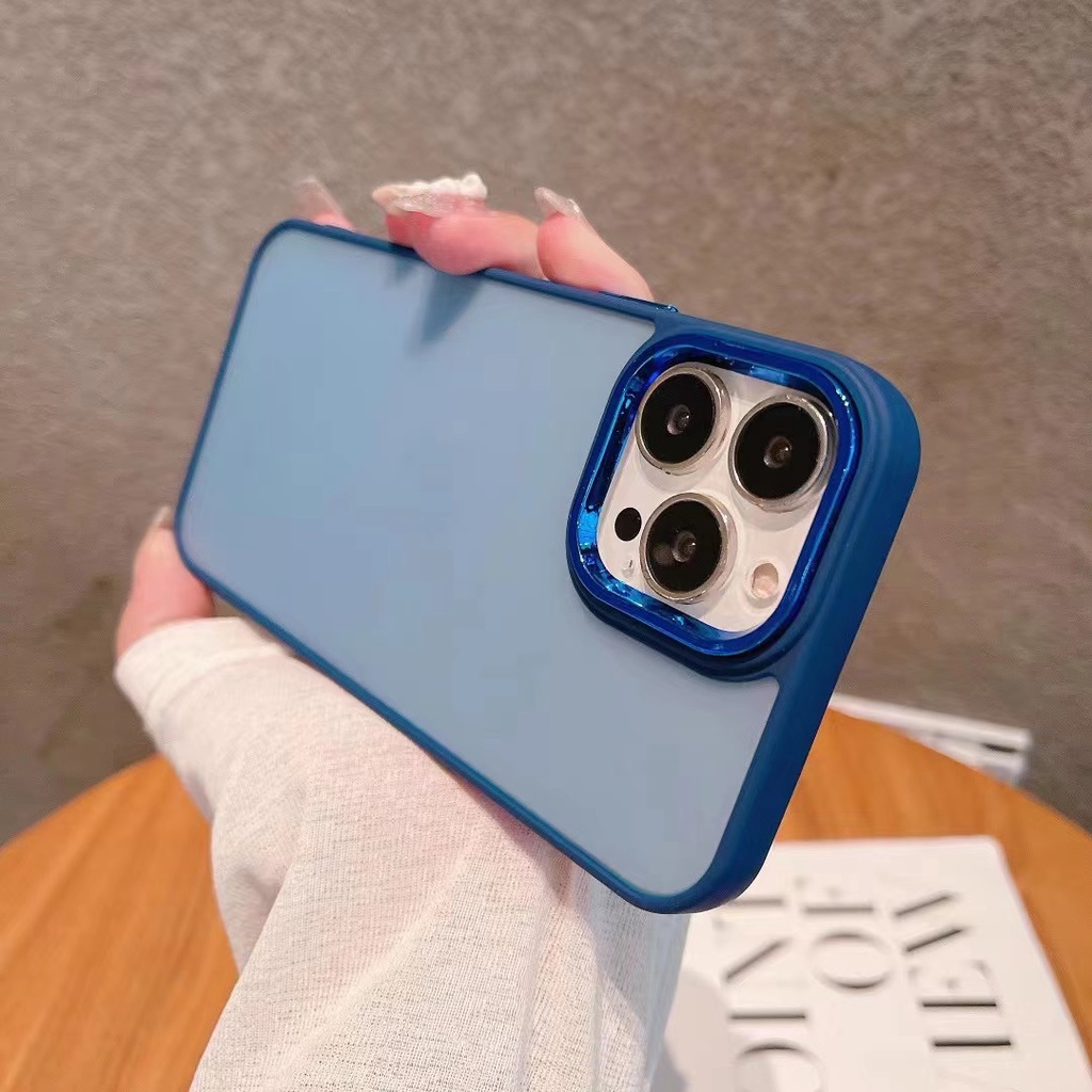 Ốp Điện Thoại Mạ Điện Chống Sốc Có Nút Kim Loại Cho iPhone 7 / 8 PLUS XS XR XSMAX 11 12 13 promax