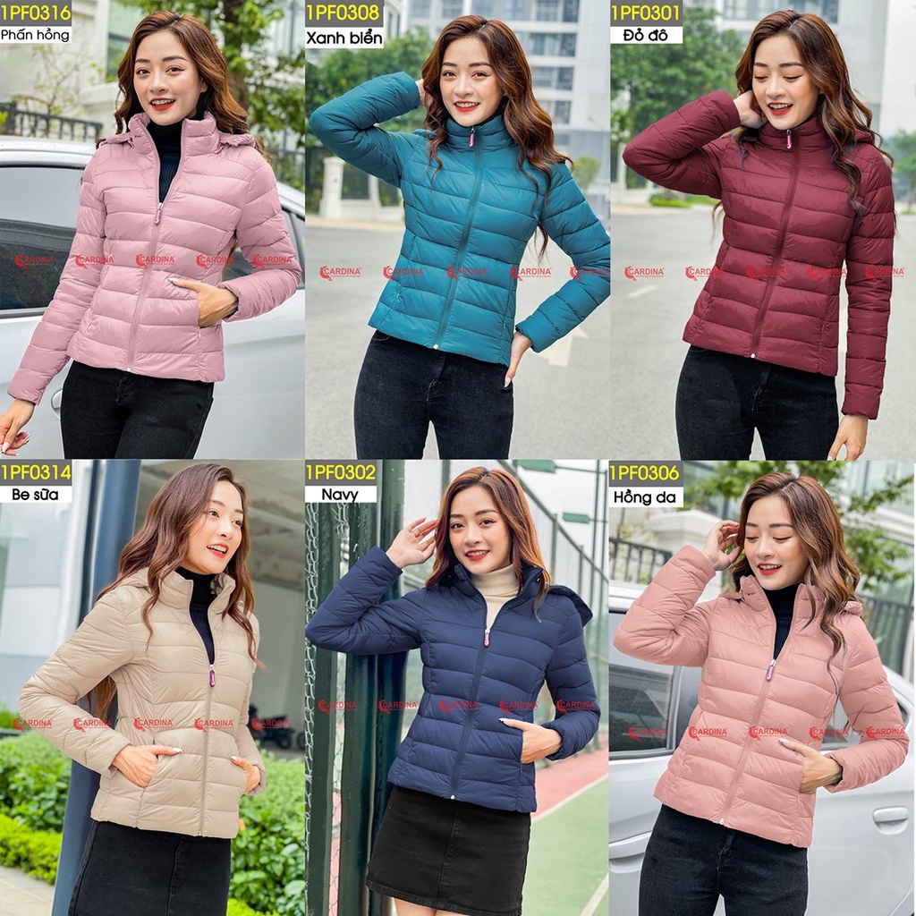 Áo phao nữ CARDINA chất gió trơn trần bông Nhật cao cấp xua tan mùa đông giá lạnh 1PF03