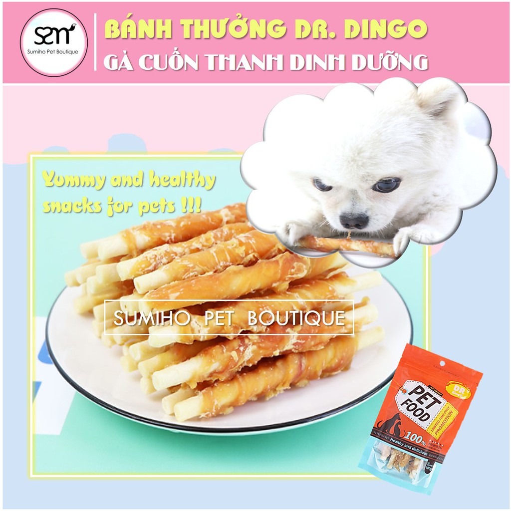 Bánh thưởng cho chó Dr.Dingo (Gà cuộn thanh dinh dưỡng) (100gr/4 cây)