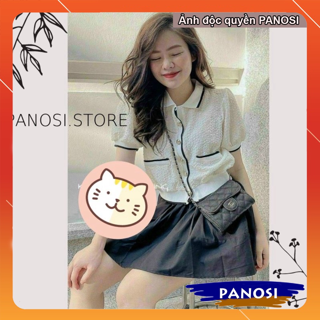 Áo CADIGAN nữ siêu xinh PANOSI- Áo croptop len QC - Áo Dệt Kim Chất Len Xốp Cổ Bẻ Phối Chân Váy, Quần Siêu Xinh -A461 | BigBuy360 - bigbuy360.vn