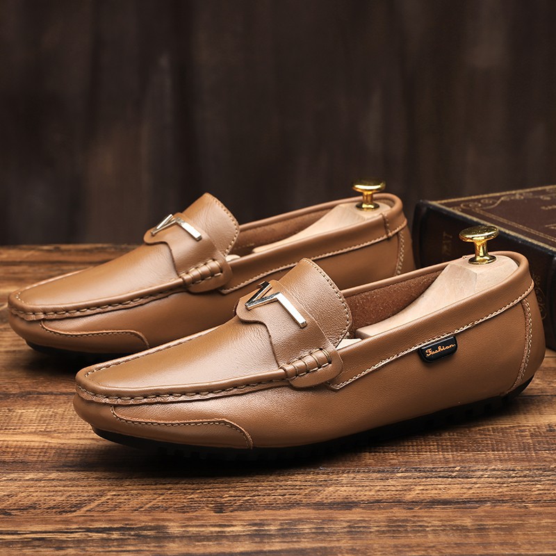 free Good Leather Casual Soft Men Driving Shoes Giày đế bằng Thiết kế kim loại thoáng khí uy tín Uy Tín 2020 Az1 ◁ 1212