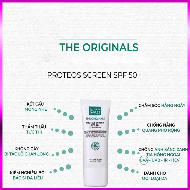 Kem Chống Nắng Phổ Rộng MartiDerm The Originals Proteos Screen SPF50+ 40ml