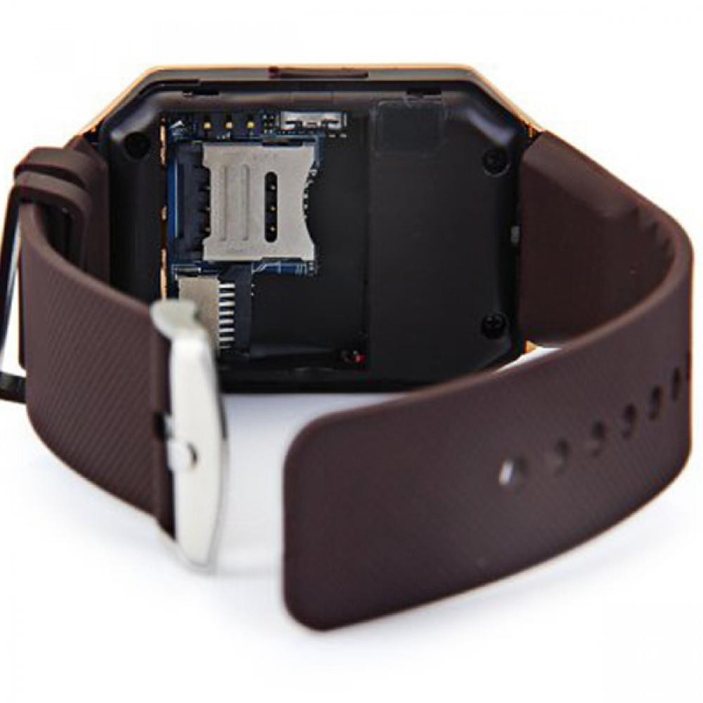 Đồng hồ đeo tay thông minh DZ-09 màu vàng có khe gắn sim nghe gọi,khe thẻ nhớ,màn hình cảm ứng