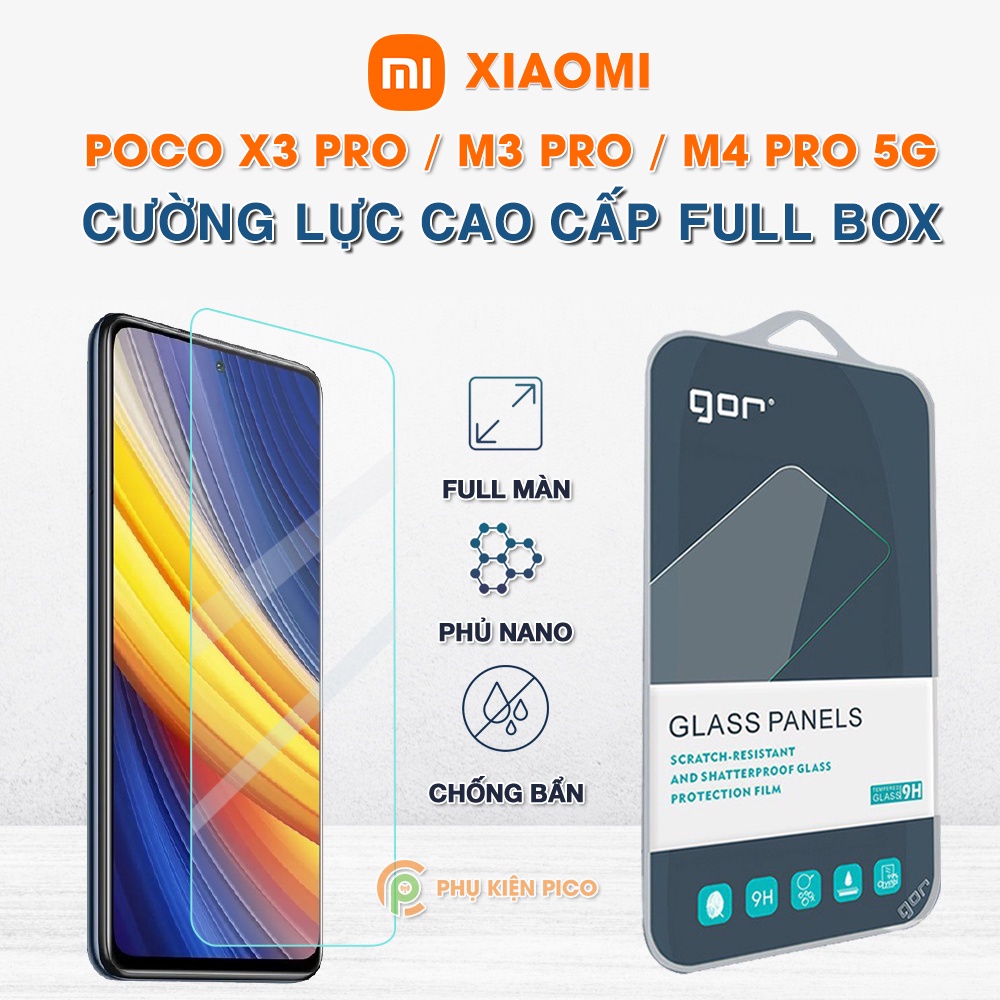 Kính cường lực Poco X3 Pro / F3 / Poco M4 Pro 5G / X5 Pro full màn hình chính hãng Gor - Dán màn hình Xiaomi Poco M3 Pro