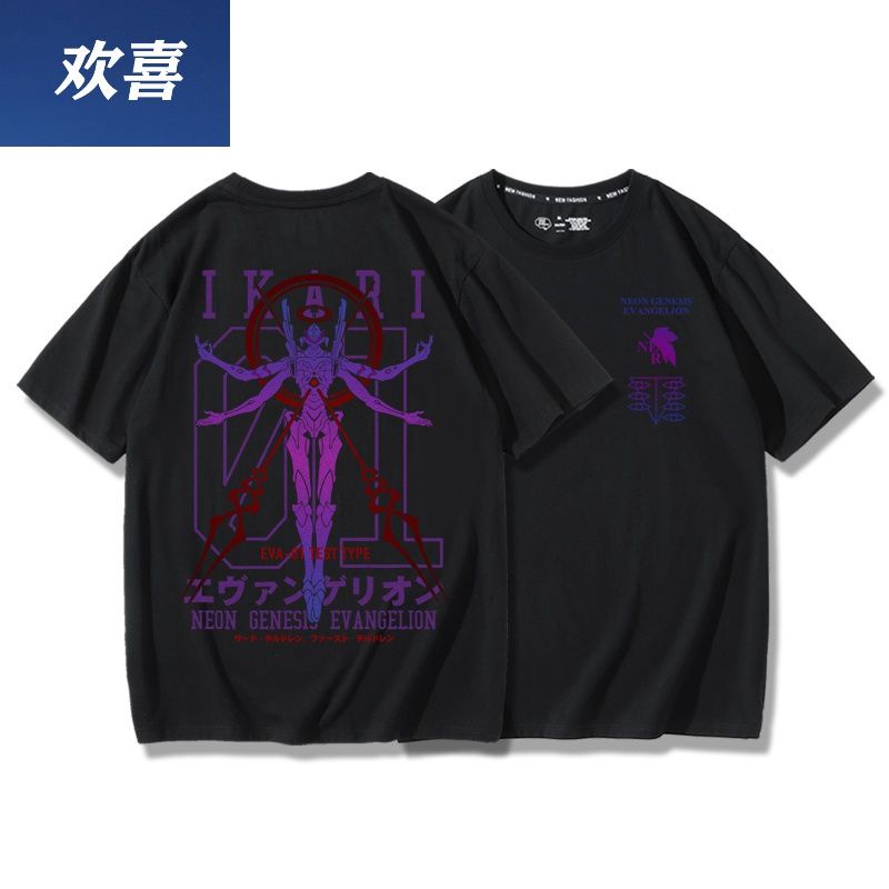 Áo Thun Cotton Ngắn Tay Dáng Rộng In Họa Tiết Evangelion No Cá Tính Cho Nam 1 Người Máy 01 Anime