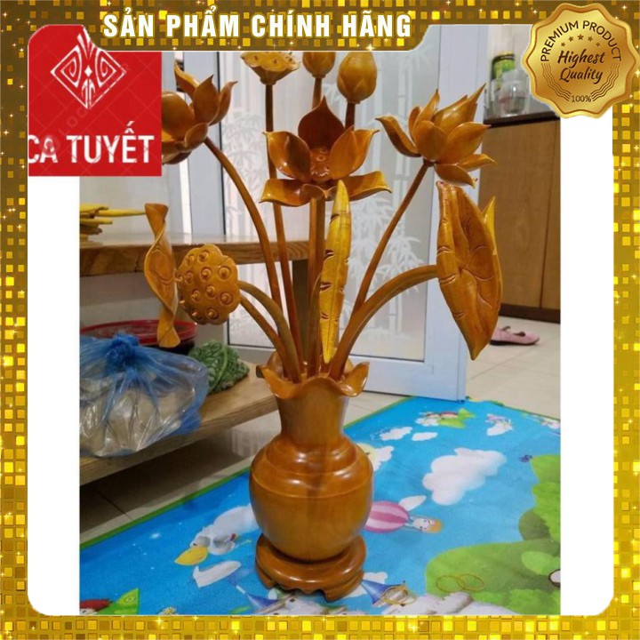 [Mỹ Nghệ Đồng Kỵ] BÌNH HOA SEN LÀM BẰNG GỖ MÍT