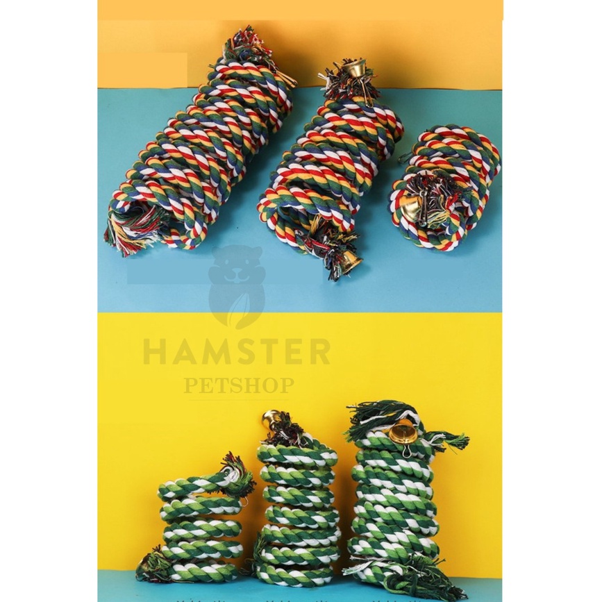 ĐỒ CHƠI DÂY THỪNG COTTON DẠNG XOẮN ỐC TREO LỒNG CHO SÓC , CHIM, VẸT