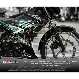 Tem Hayabusa rời xanh ngọc dán xe Satria đen - có thể đổi raider