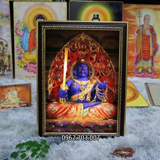 Tranh Phật Bản Mệnh Bất Động Minh Vương 36x48cm bằng vải phủ bóng khung composite xịn xò