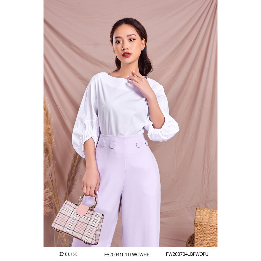 Quần tím cúc cạp thiết kế Elise | BigBuy360 - bigbuy360.vn