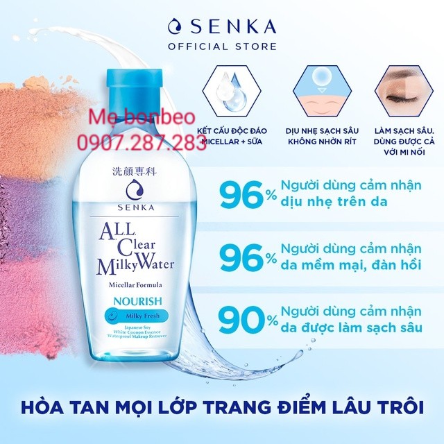 Nước Sữa Tẩy Trang Senka All Clear Milky Water Nourish Hai Lớp 230ml